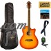 Oscar Schmidt Auditorium Acoustic/Electric Guitar, Spruce Top, Sunburst, Bundle W/Bag OACEFCS BAGPACK   
